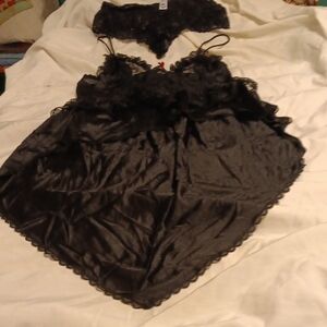 Sleek Black Lace Chemise